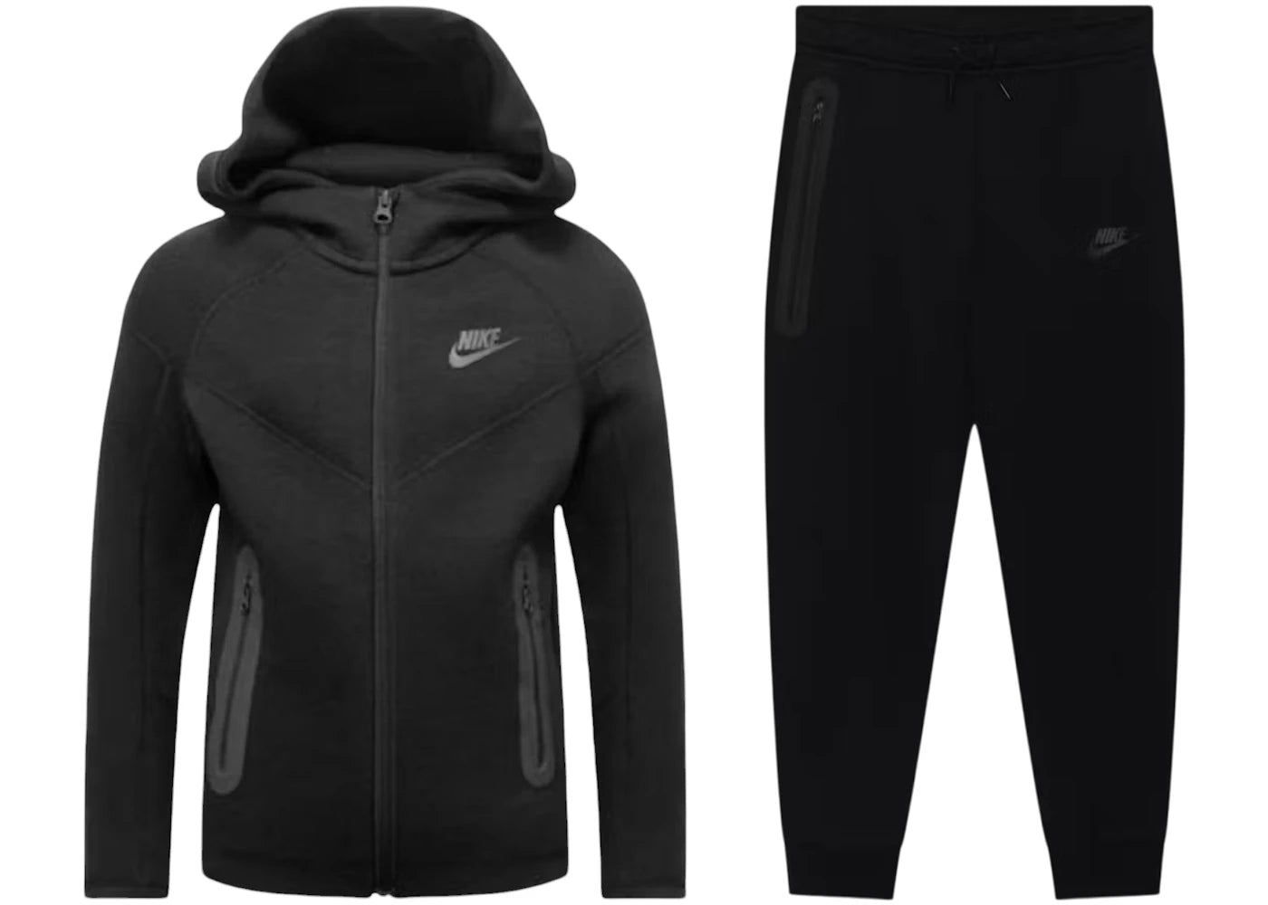 Nike Sportswear Tech Fleece Kids Full Zip Hoodie & Joggers Set Black