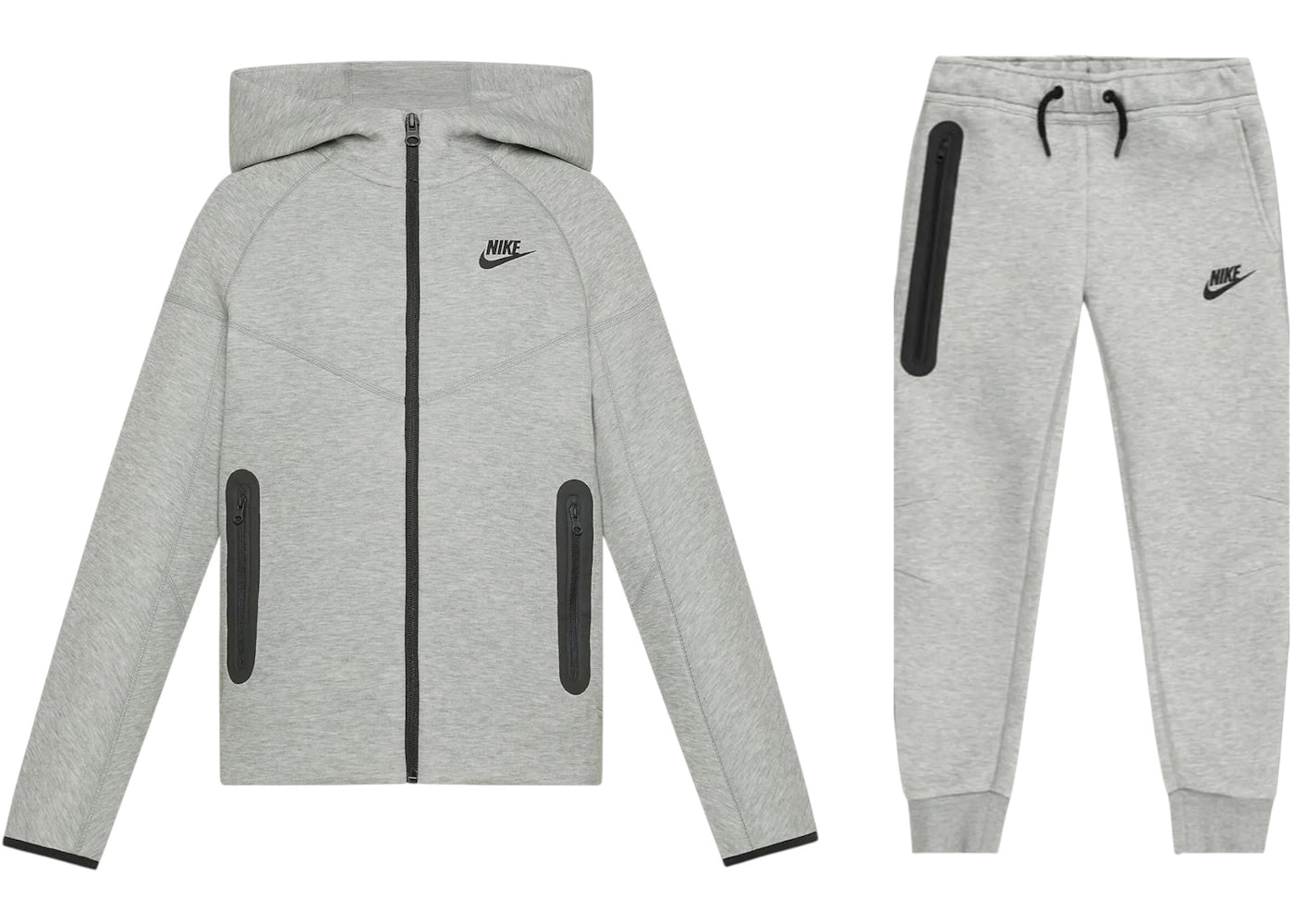 Nike Sportswear Tech Fleece Kids Full Zip Hoodie & Joggers Set Grey/Black