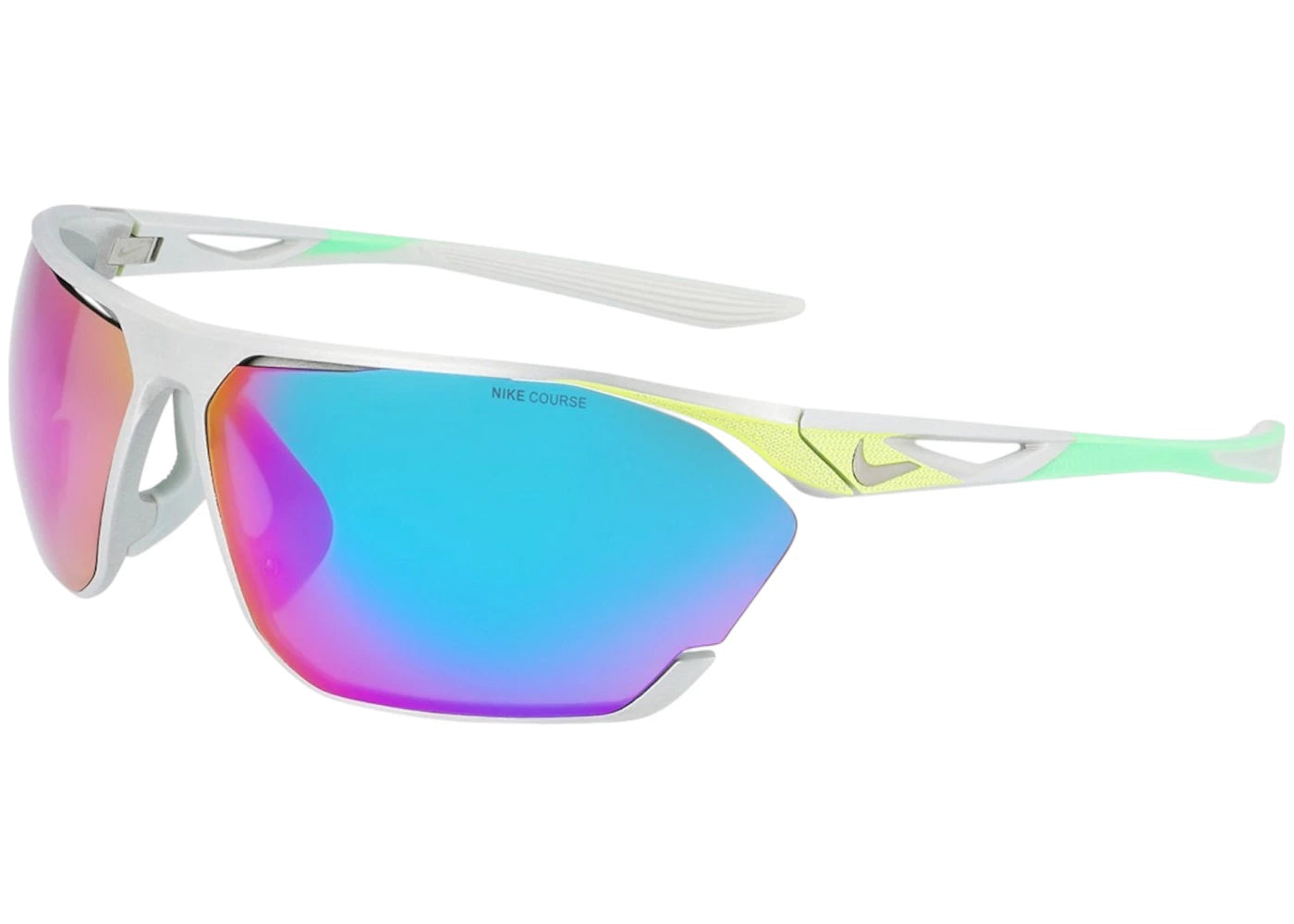 Nike Stratus M Wrap Sunglasses Brushed Silver Turq Mirror (STRATUS-M-DC3407-011-7613)