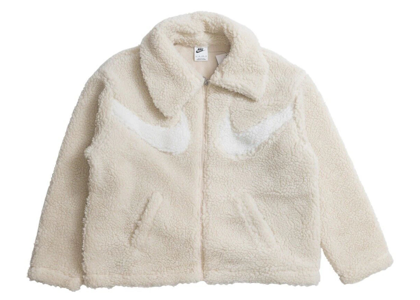 Nike Swoosh Full-Zip Sherpa Jacket Beige/White