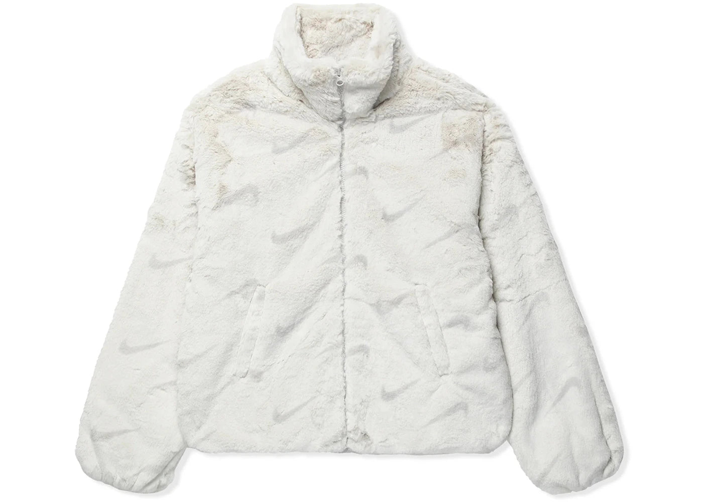 Nike Women's Plush Printed Faux Fur Jacket Light Bone