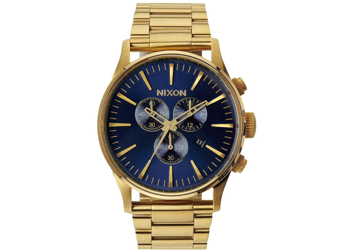 Nixon Sentry Chrono Watch Gold/Blue Sunray A3861922