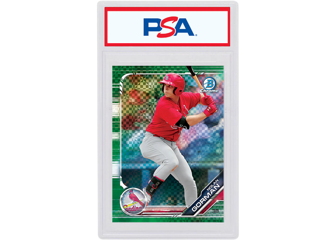 Nolan Gorman 2019 Bowman Chrome X Green X-Fractor /31 BCP-221 (PSA or BGS Graded)