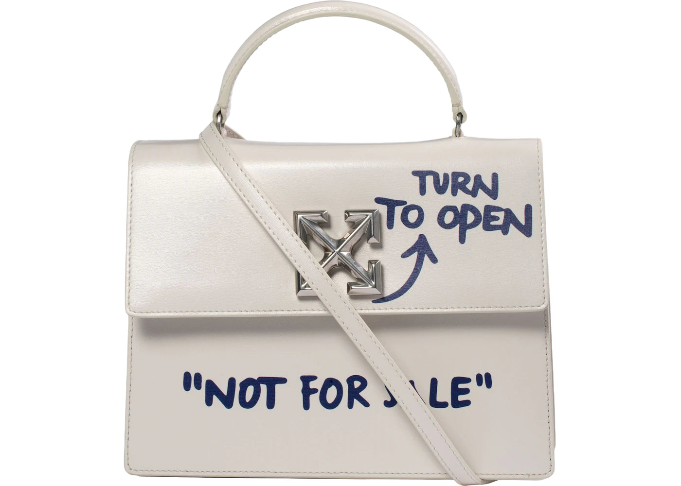 OFF-WHITE 2.8 Jitney Quote-Print Crossbody Bag "NOT FOR SALE" Off White/Violet