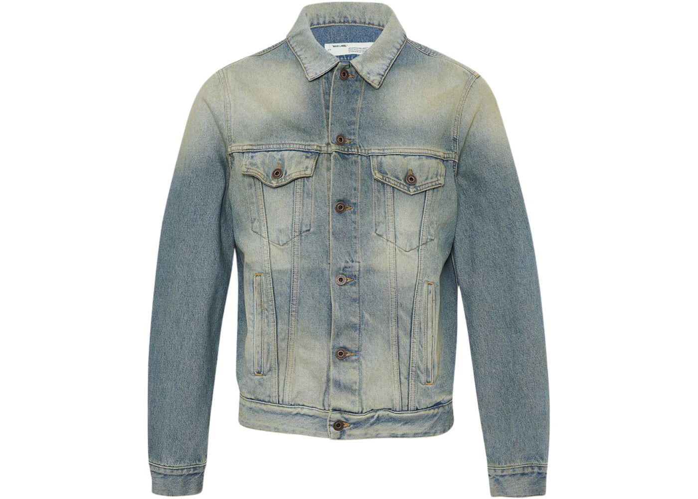 OFF-WHITE Airport Tape Denim Jacket Vintage Wash Multicolor