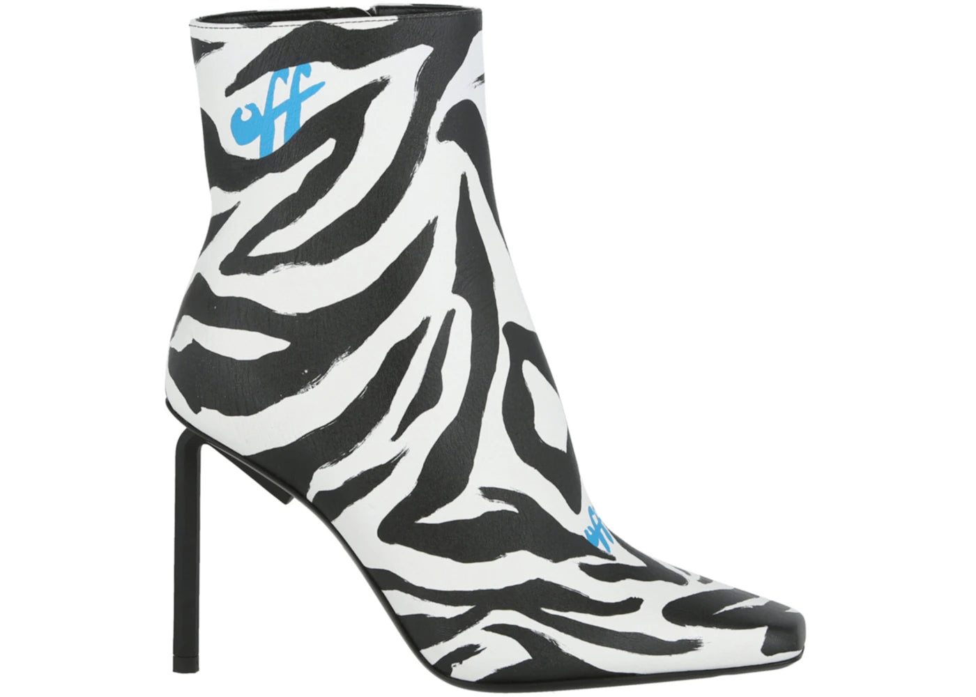OFF-WHITE Allen Zebra-Print Leather Ankle Boot Black White (Women's)