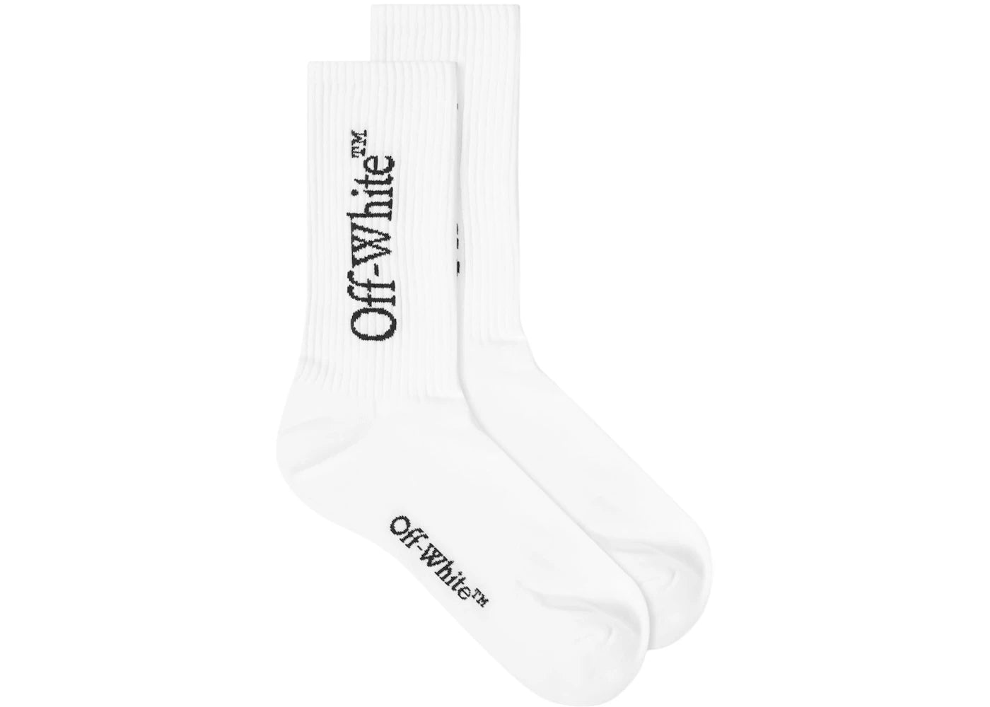 OFF-WHITE Big Logo Bookish Mid Calf Socks White