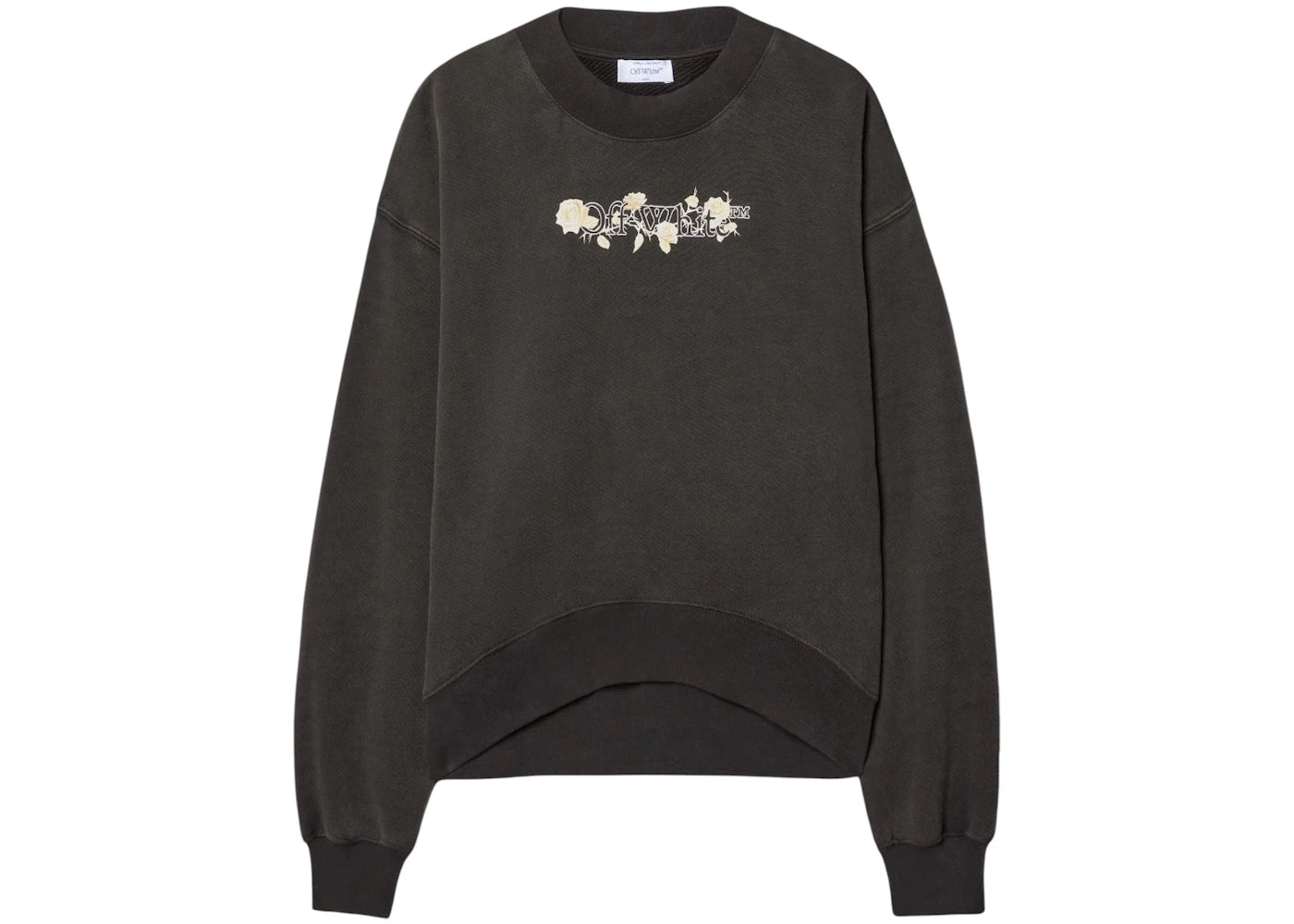 OFF-WHITE Bookish Roses Over Crew Sweatshirt Washed Black