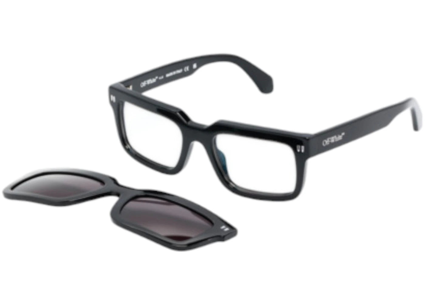 OFF-WHITE Clip On Eyeglasses Black Dark Grey Polarized (OERI130S24PLA0011007-FR)