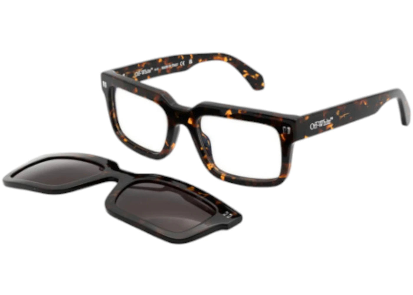 OFF-WHITE Clip On Eyeglasses Havana Dark Grey Polarized (OERI130S24PLA0016007-FR)