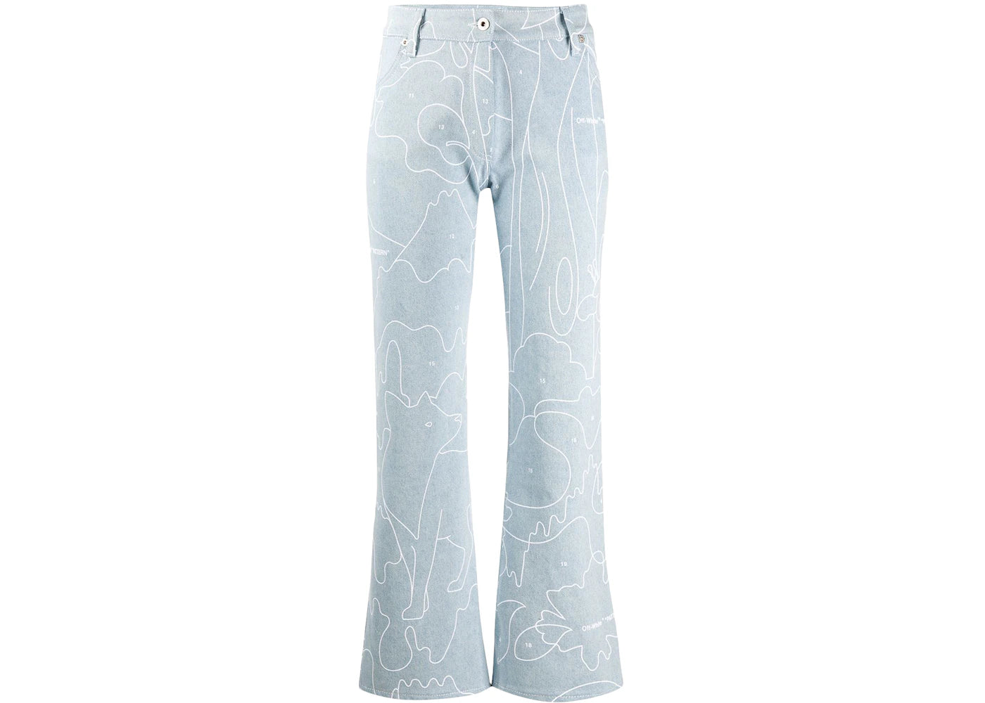 OFF-WHITE Cropped All Over Print Denim Jeans Blue/White