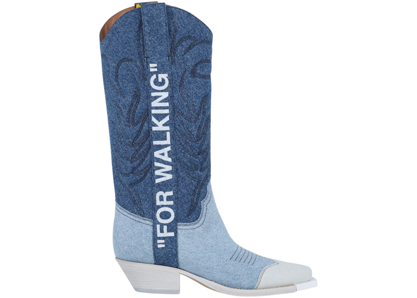 OFF-WHITE Denim Cowboy Boot For Walking Bleach White (Women's)