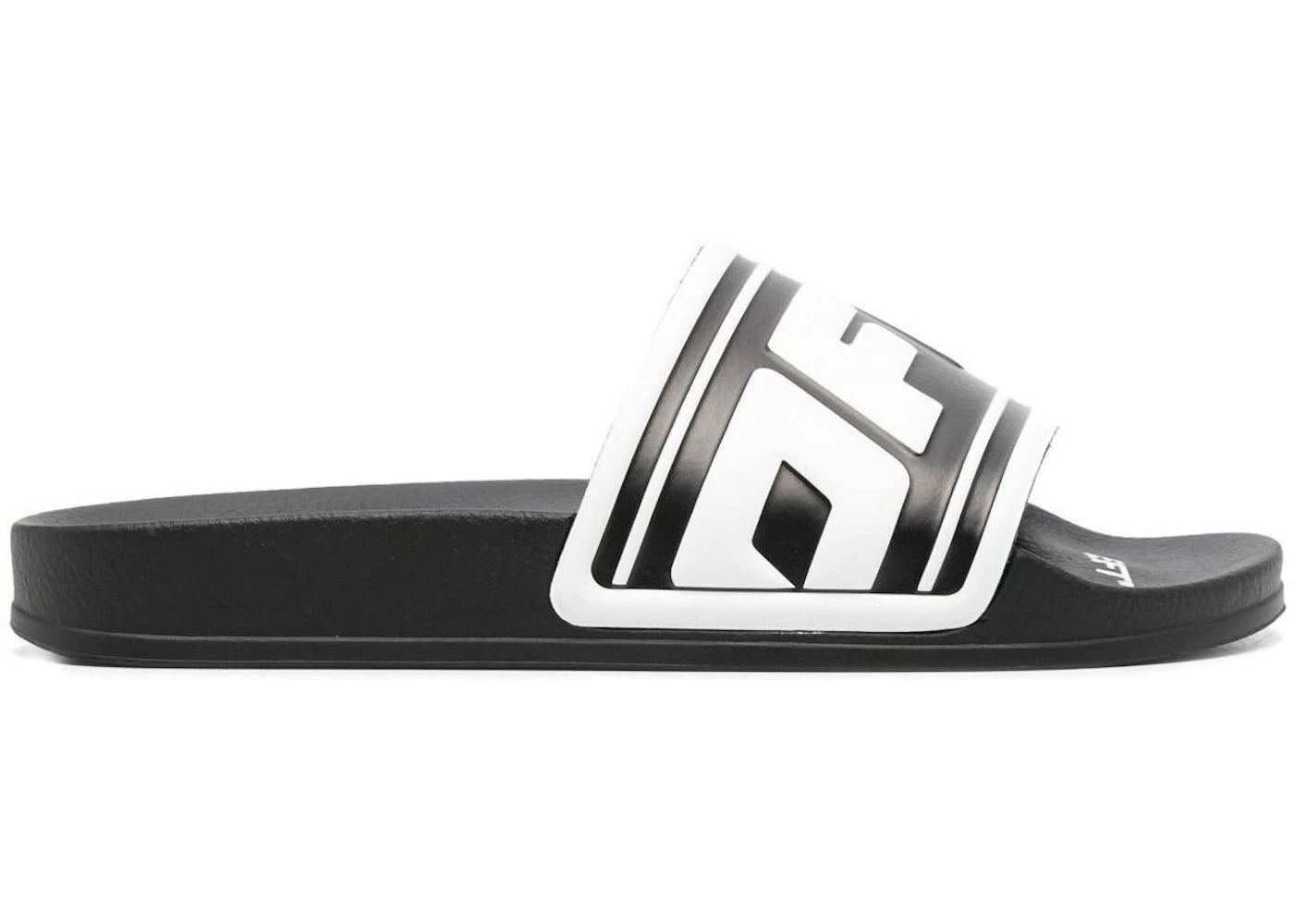 OFF-WHITE Embossed Logo Pool Slides Black White (Women's)