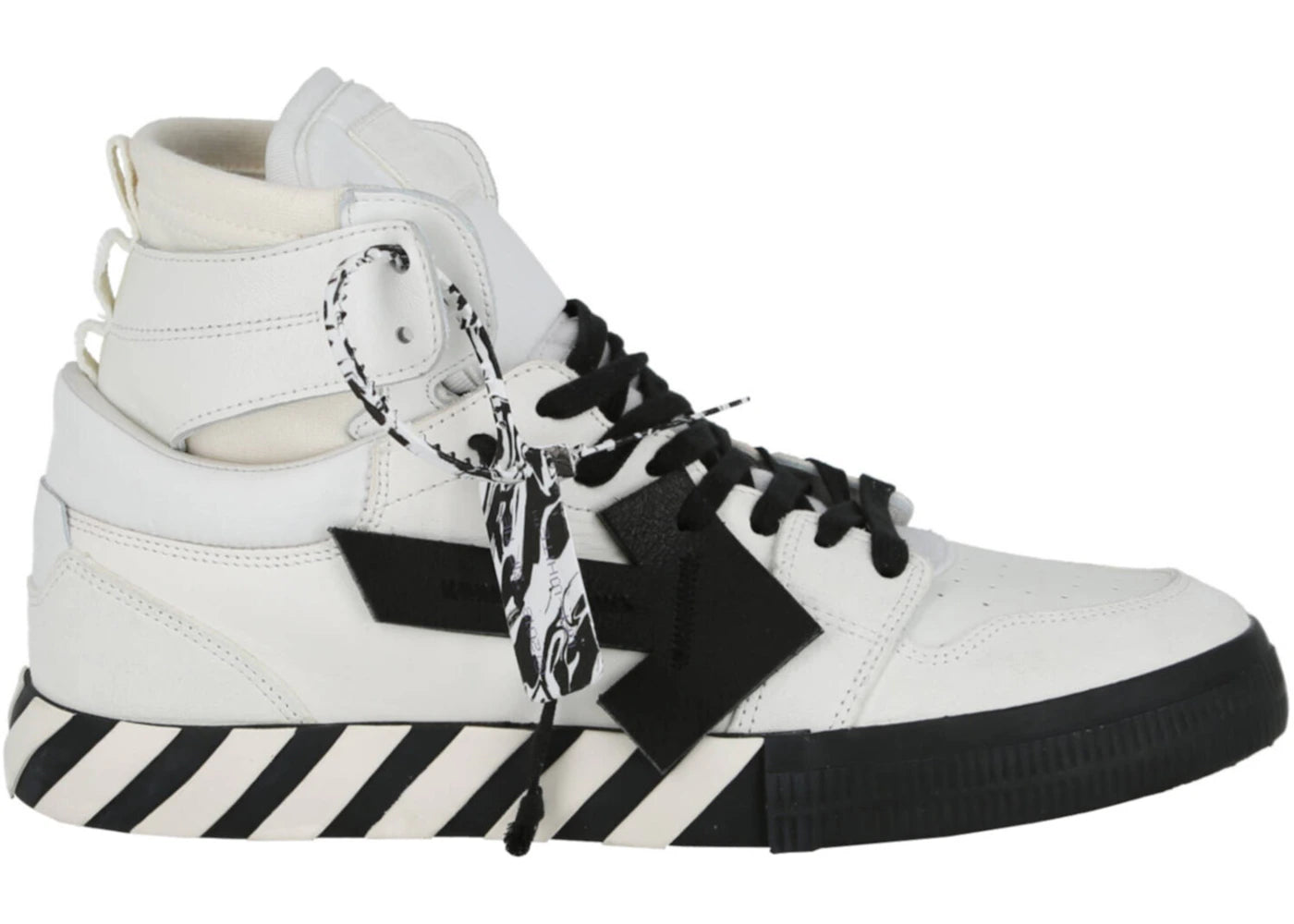 OFF-WHITE High-Top Vulcanized Leather Sneaker White