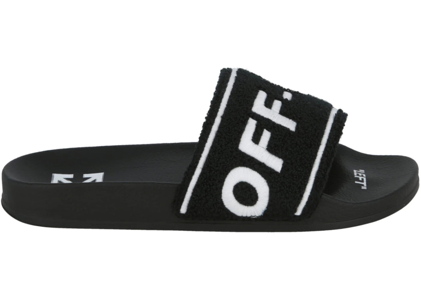 OFF-WHITE Logo-Embroidered Terry Slide Black White
