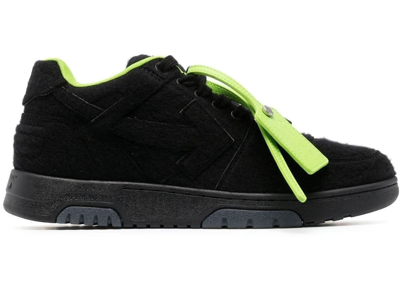 OFF-WHITE Out Of Office "OOO" Low Tops Black Green Wool