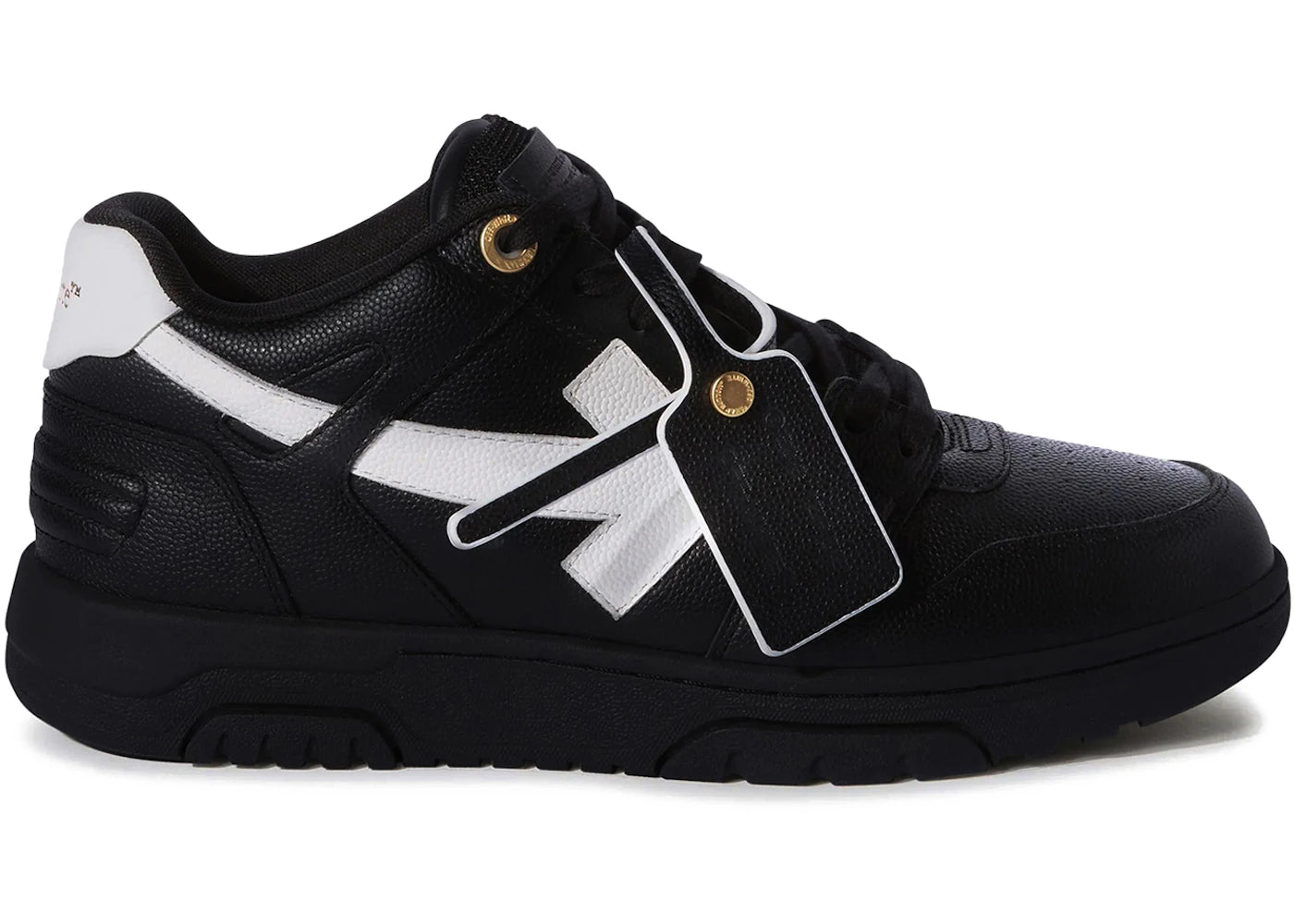 OFF-WHITE Out Of Office "OOO" Low Tops Black White Gold