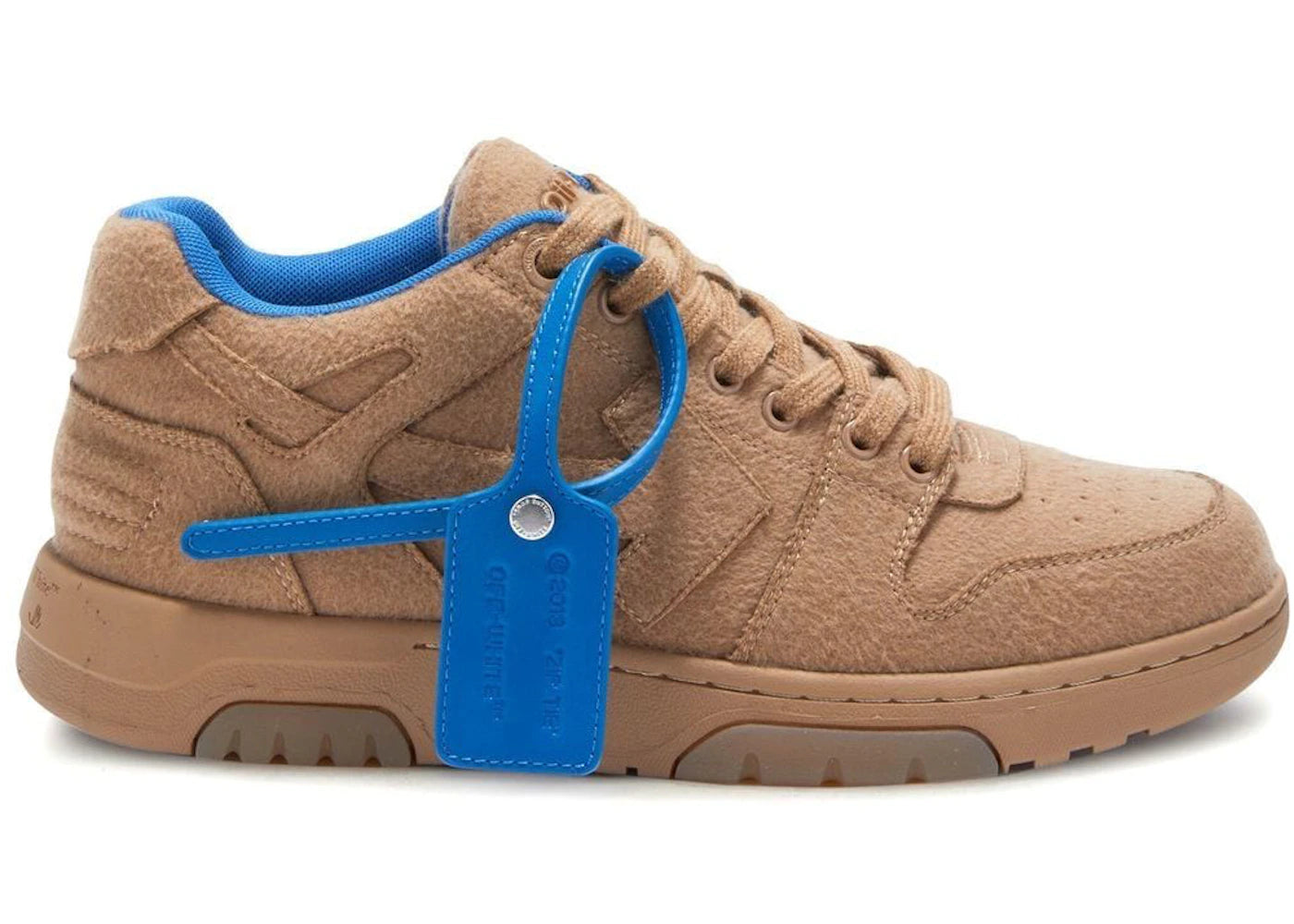 OFF-WHITE Out Of Office OOO Low Tops Camel Blue Wool (Women's)