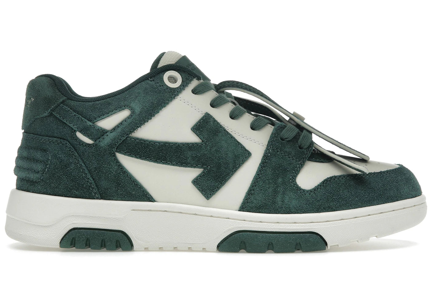 OFF-WHITE Out Of Office "OOO" Low Tops Jet Green Ecru Suede