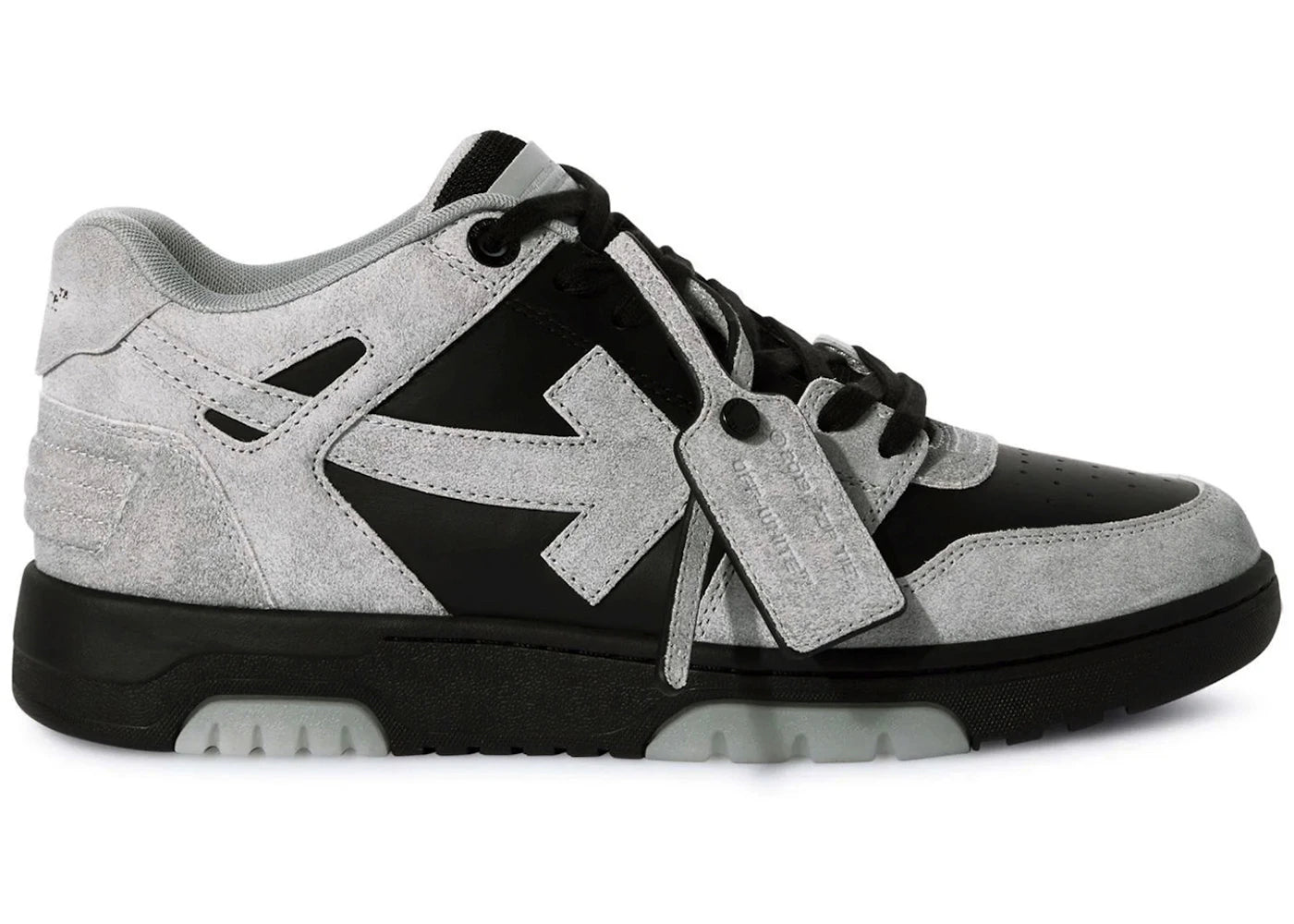 OFF-WHITE Out Of Office "OOO" Low Tops Light Grey Black Suede