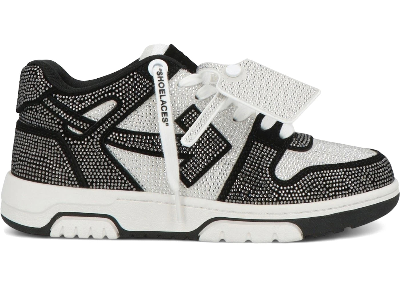 OFF-WHITE Out Of Office OOO Low Tops Strass Crystal Embellished Black White (Women's)