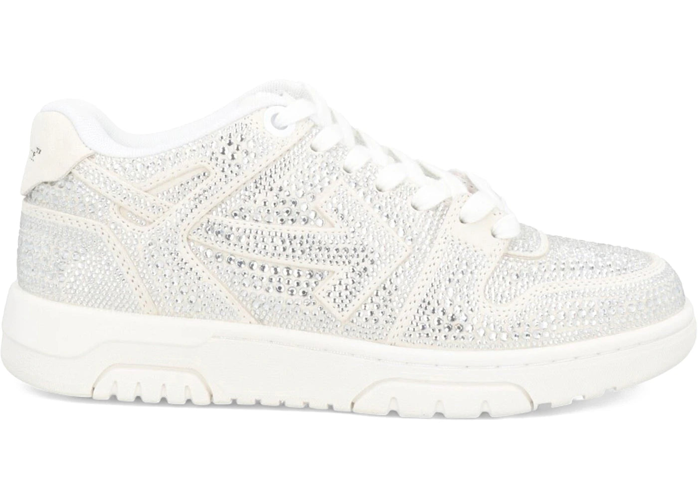 OFF-WHITE Out Of Office OOO Low Tops Strass Crystal Embellished White Silver (Women's)
