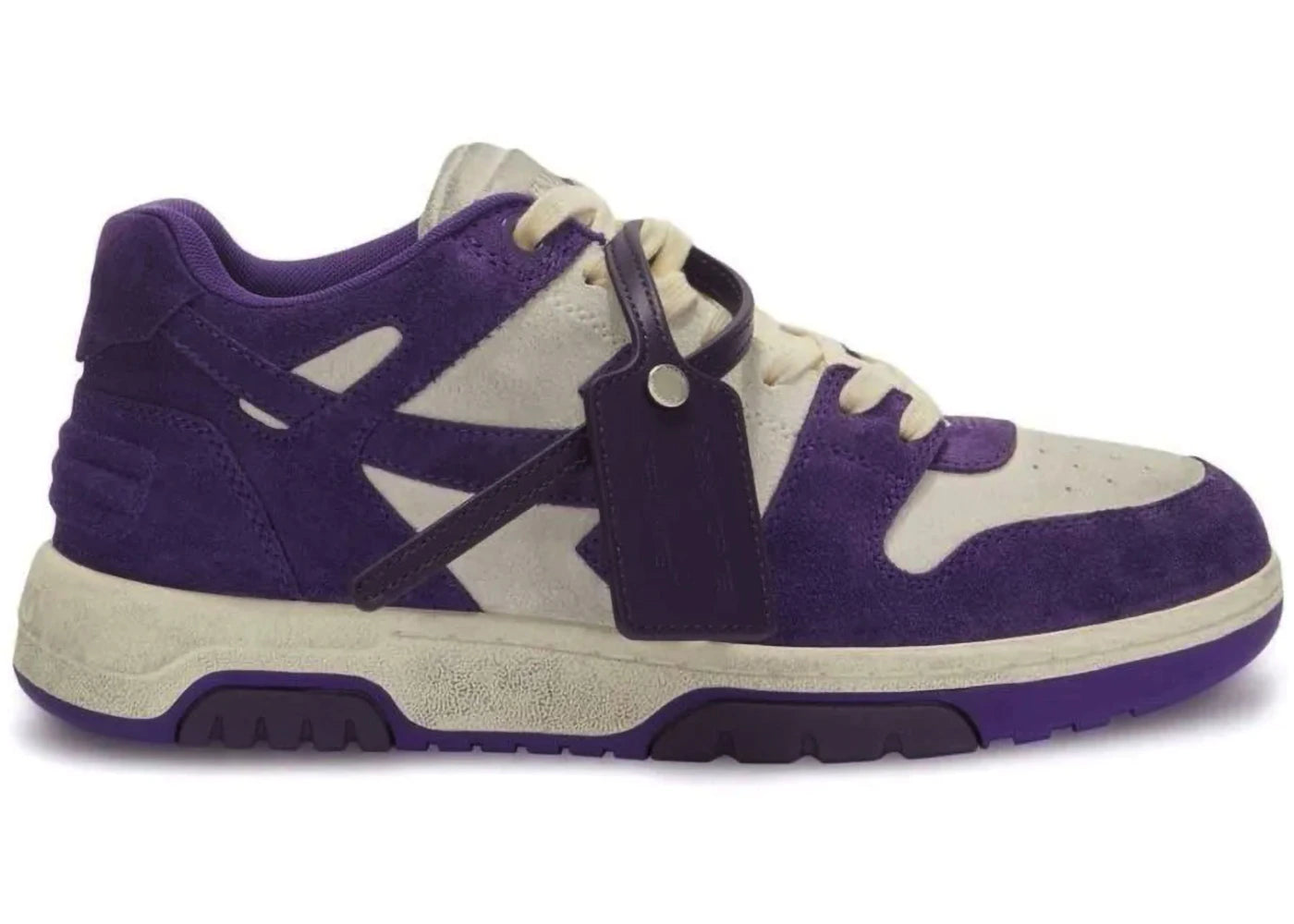 OFF-WHITE Out Of Office OOO Low Tops Vintage Suede Destressed Purple