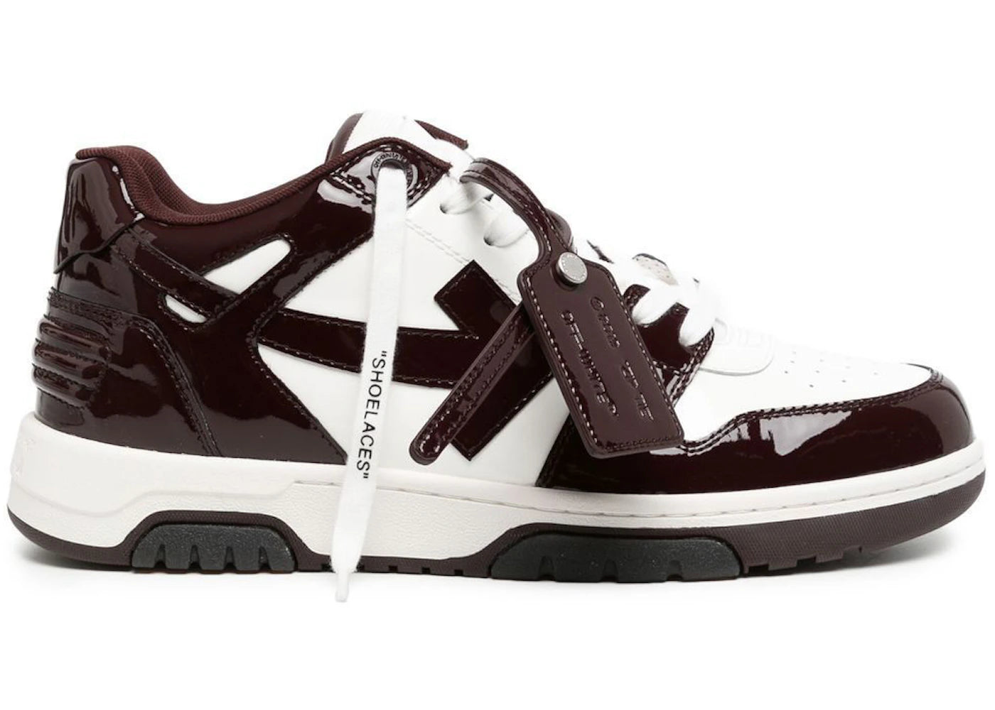 OFF-WHITE Out Of Office OOO Low Tops White Barolo Patent Leather