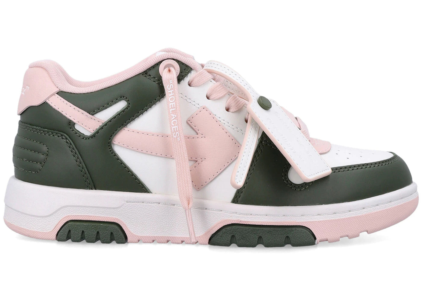 OFF-WHITE Out Of Office OOO Low Tops White Green Pink (Women's)