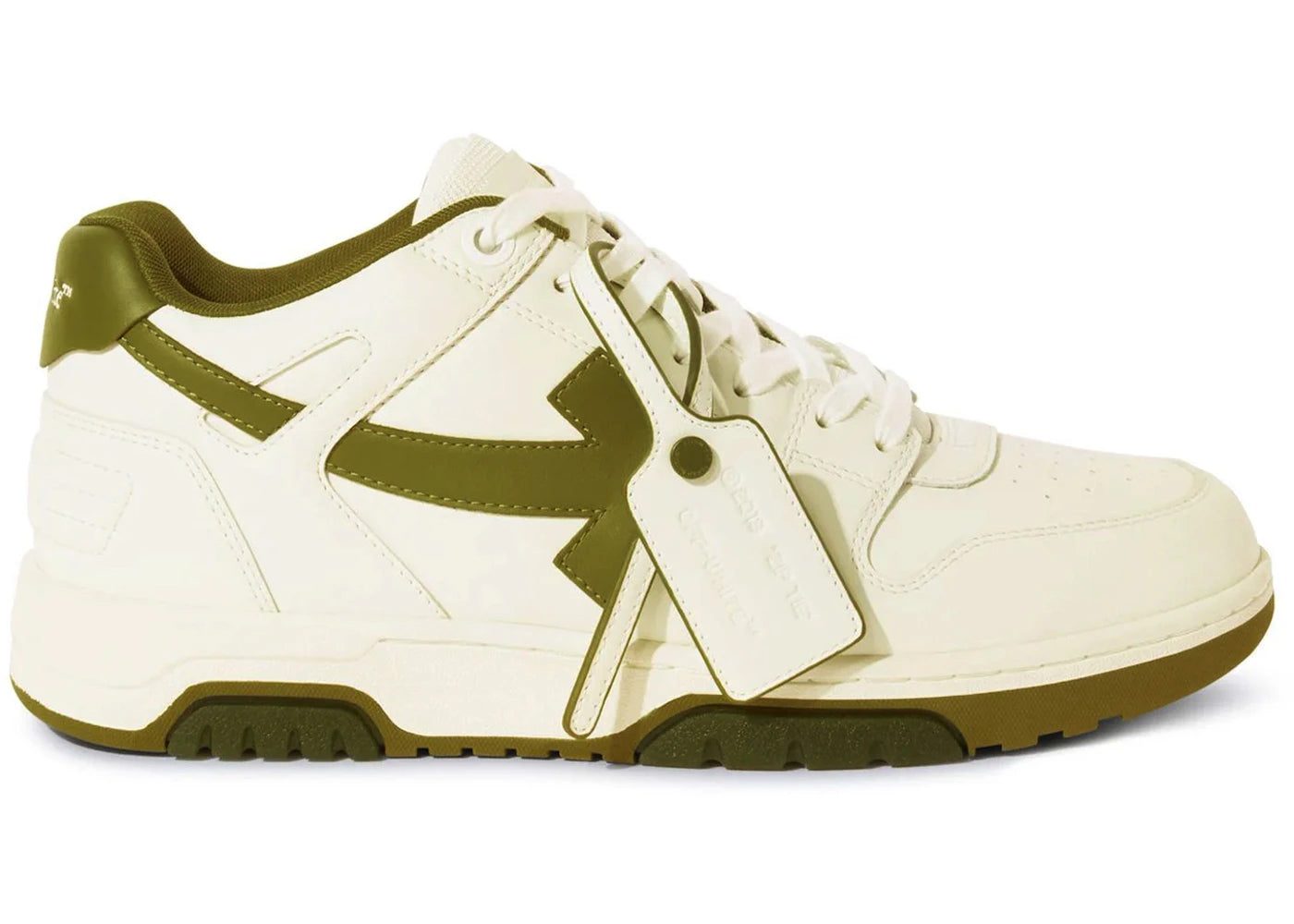 OFF-WHITE Out Of Office "OOO" Low Tops White Olive Green