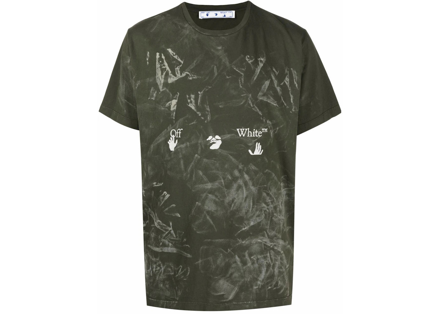 OFF-WHITE Paint Effect T-shirt Green/White
