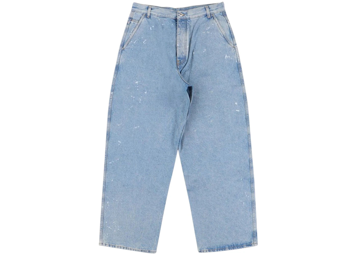 OFF-WHITE Paint Wide Leg Tapered Jeans Medium Blue