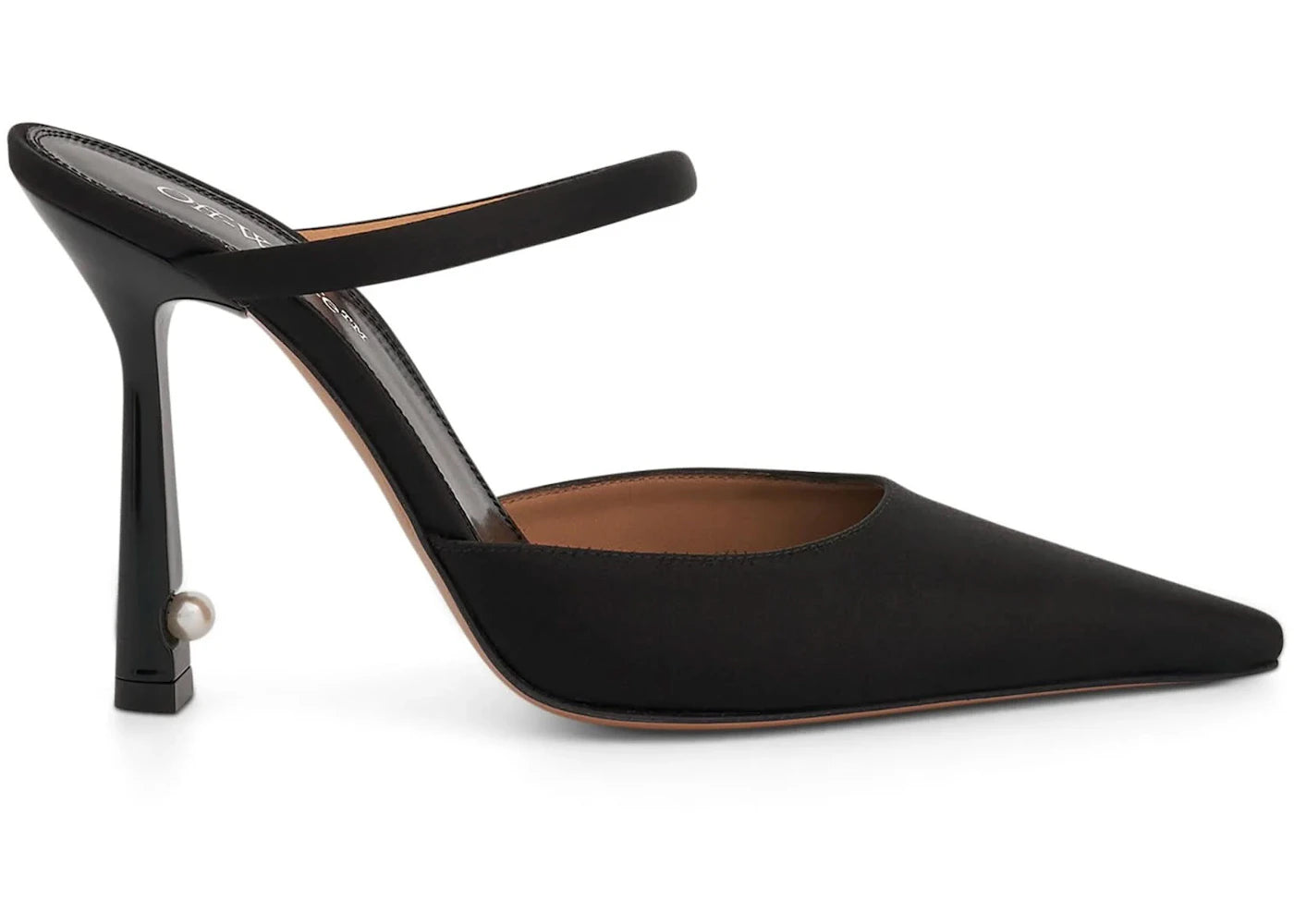 OFF-WHITE Pearl Satin High Pointed Mule Black (Women's)