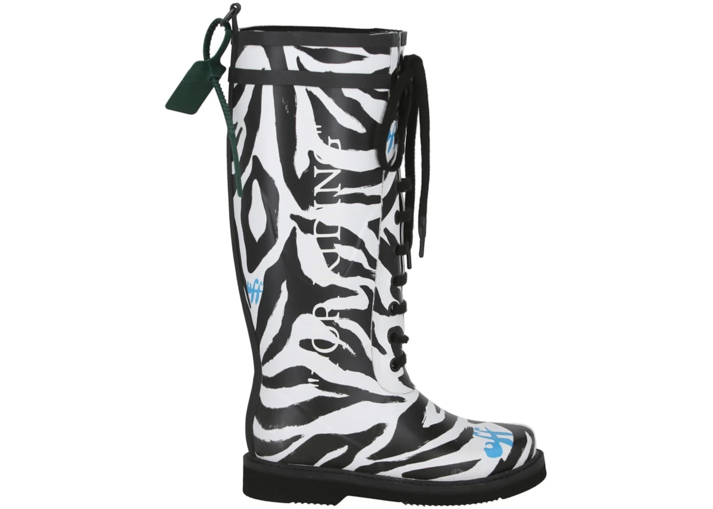 OFF-WHITE Zebra Print Rain Boot White Black (Women's)