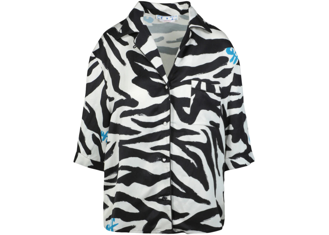 OFF-WHITE Zebra Printed Short Sleeve Shirt Black