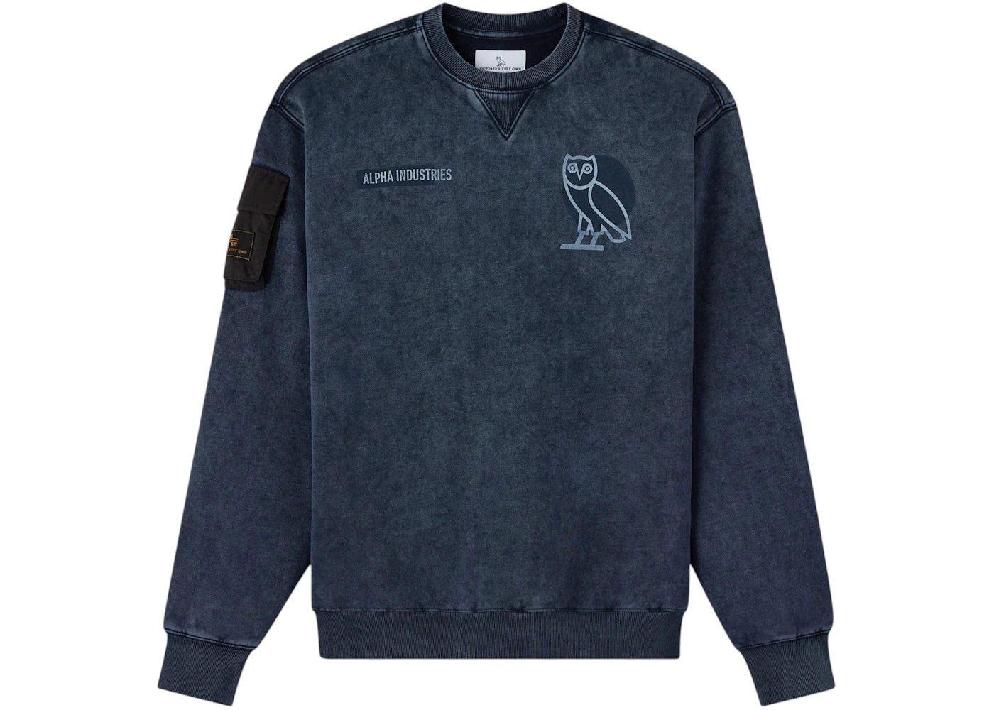 OVO Alpha Industries Garment Dyed Crewneck Replica Blue