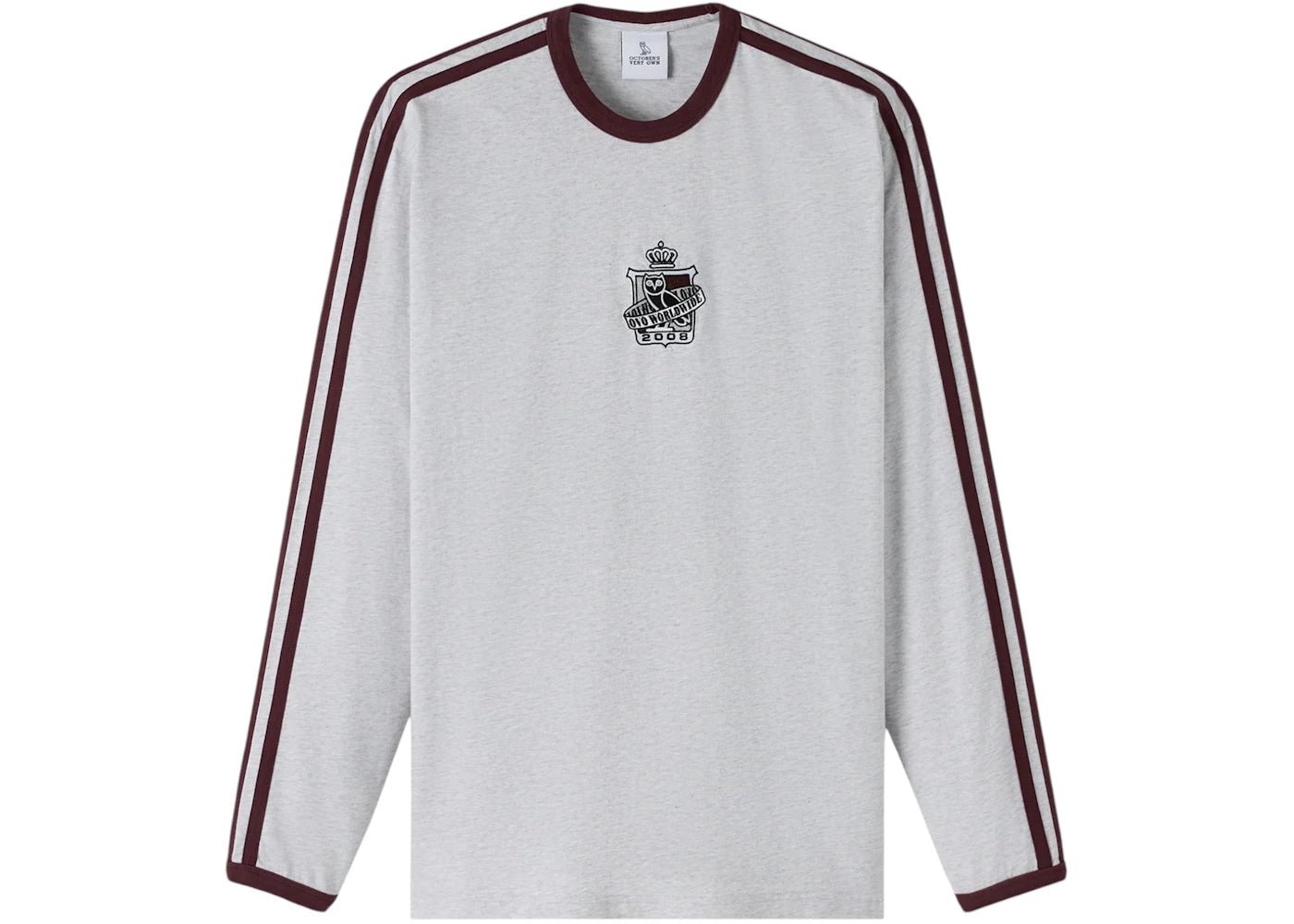 OVO Crest Long-Sleeve T-Shirt Ash Heather Grey