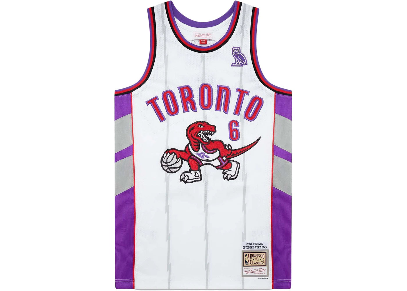 OVO Mitchell And Ness '95 Raptors Basketball Jersey White/Purple