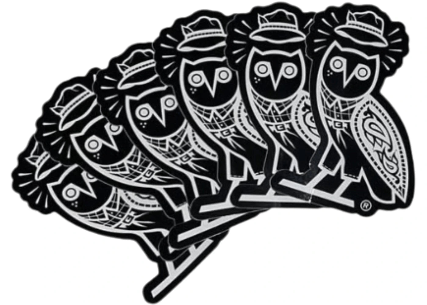 OVO x Mister Cartoon Owl Sticker Lot LA Exclusive Pack of 6 Sticker Black