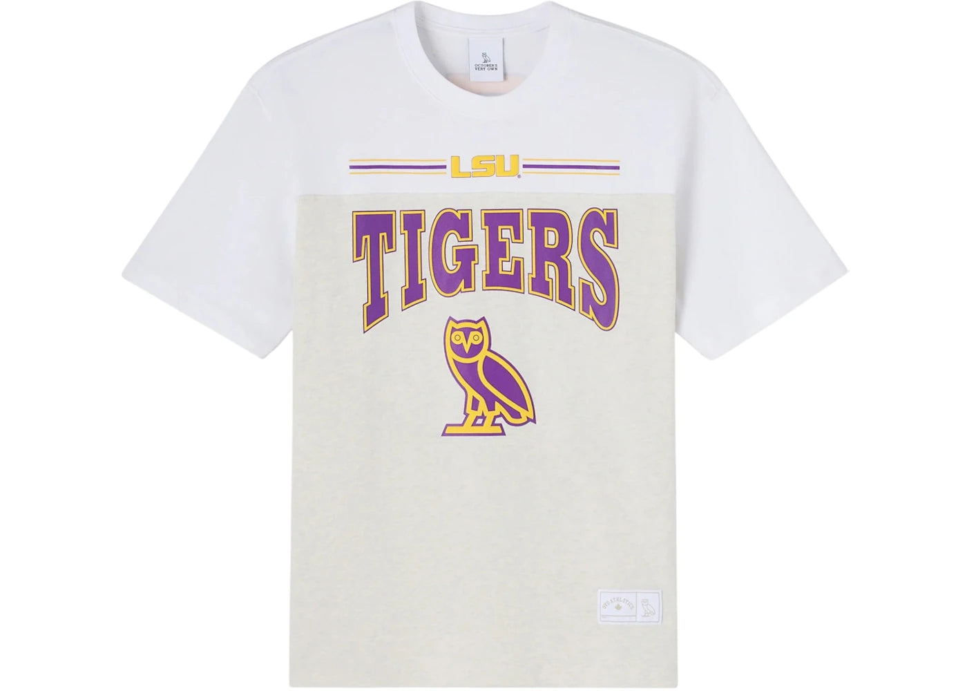 OVO x NCAA LSU Tigers Paneled T-shirt Ash Heather Grey