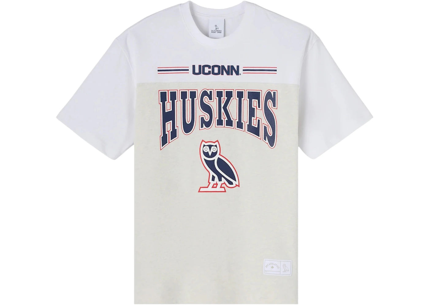 OVO x NCAA Uconn Huskies Paneled T-shirt Ash Heather Grey