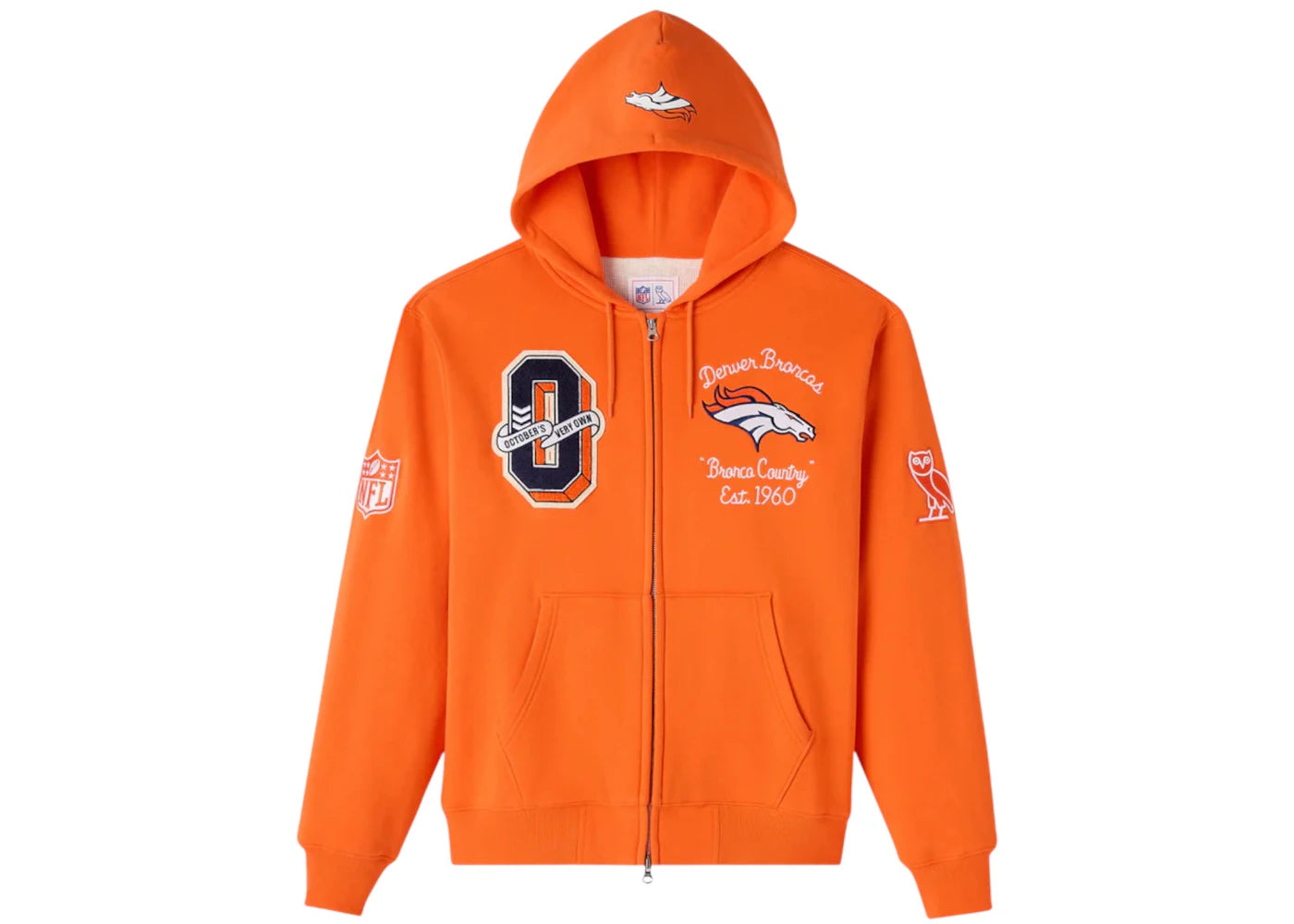 OVO x NFL Denver Broncos Waffle Lined Hoodie Orange