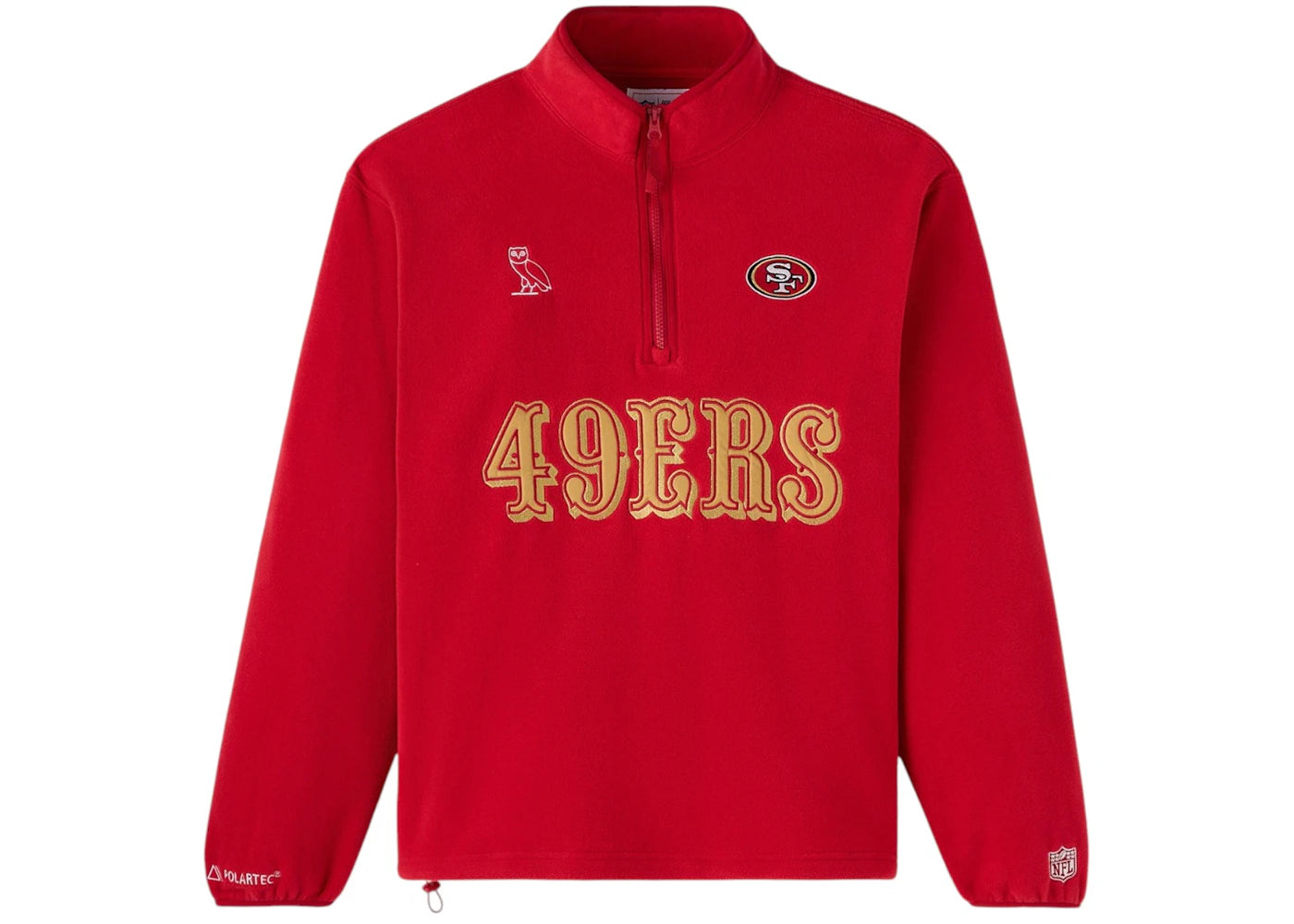 OVO x NFL San Francisco 49Ers Polartec Mock Neck Quarter-Zip Fleece Red
