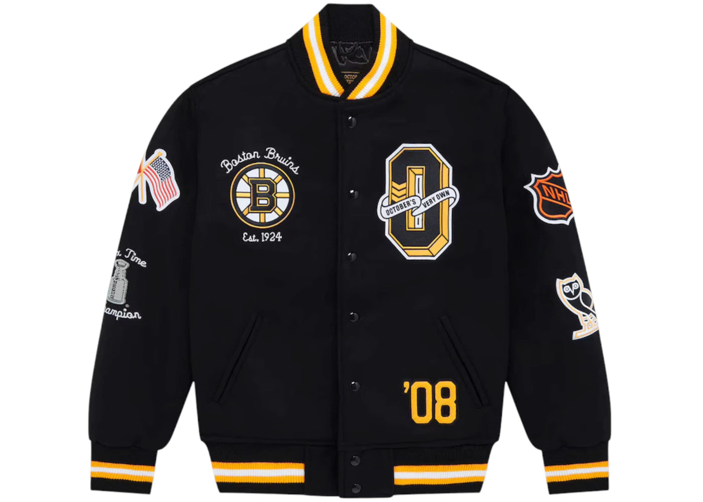 OVO x NHL Boston Bruins Varsity Jacket Black