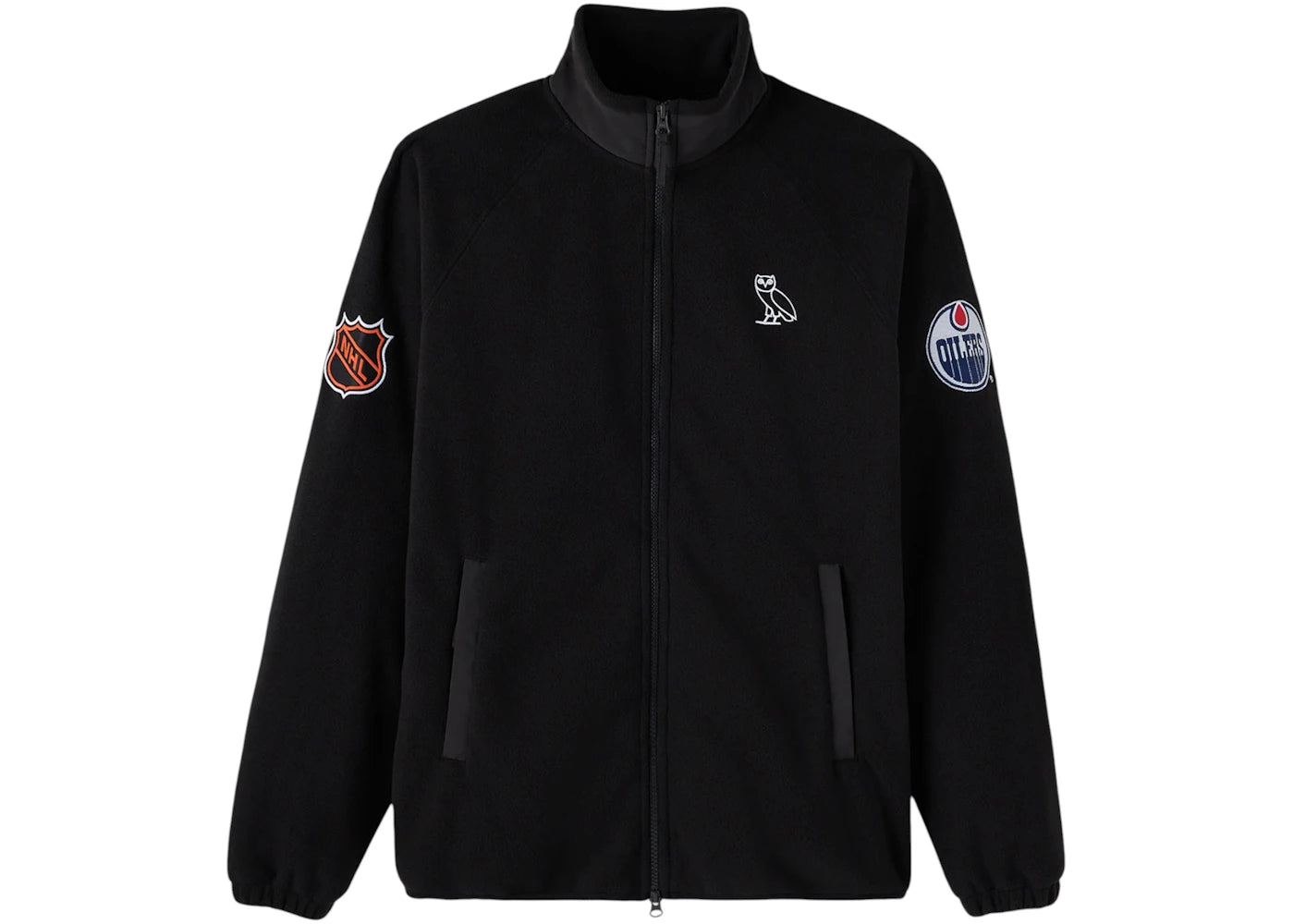 OVO x NHL Edmonton Oilers Full-Zip Microfleece Mock Neck Jacket Black