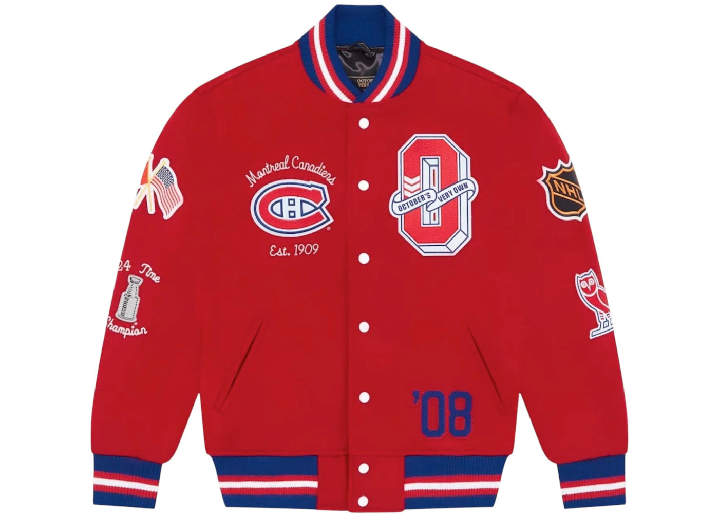 OVO x NHL Montreal Canadians Varsity Jacket Red