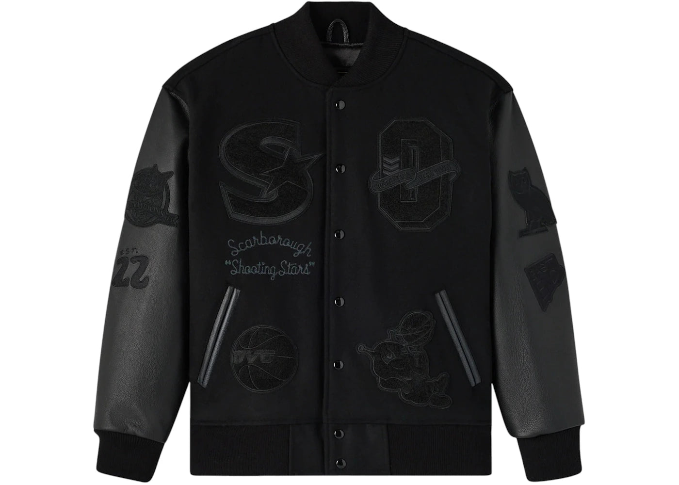 OVO x Scarborough Shooting Stars Championship Varsity Jacket Triple Black