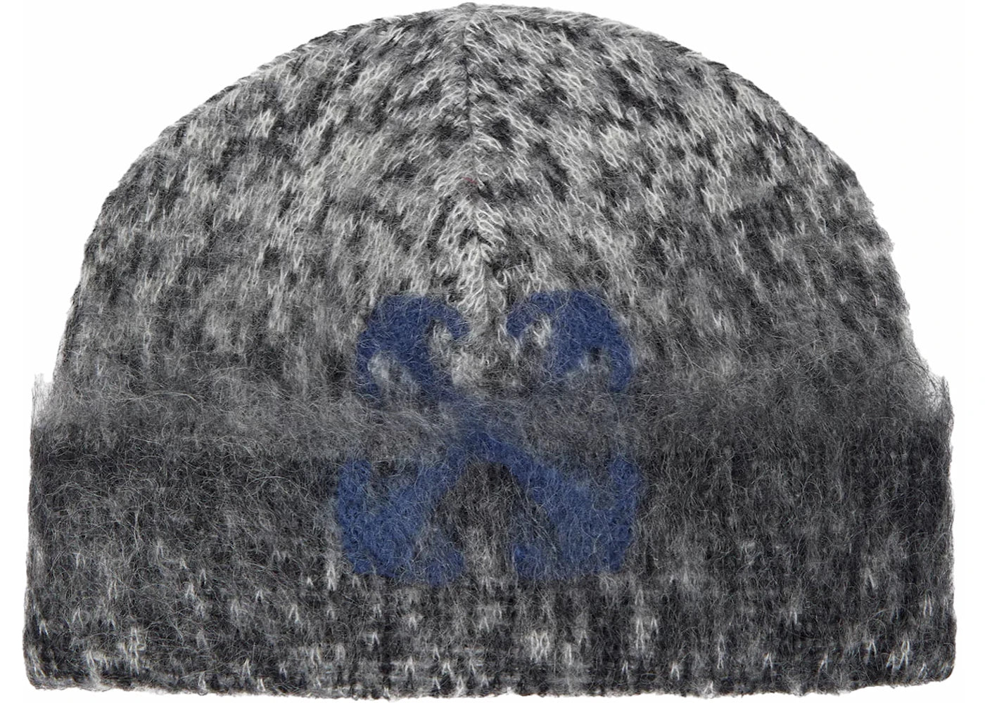 OFF-WHITE Arrow Fuzzy Mohair Knit Beanie Dark Grey