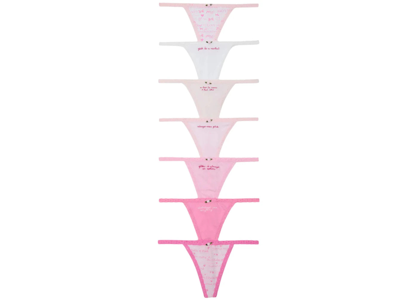 PINK x LoveShackFancy 7-Pack V-String Panties Rules Of Pink