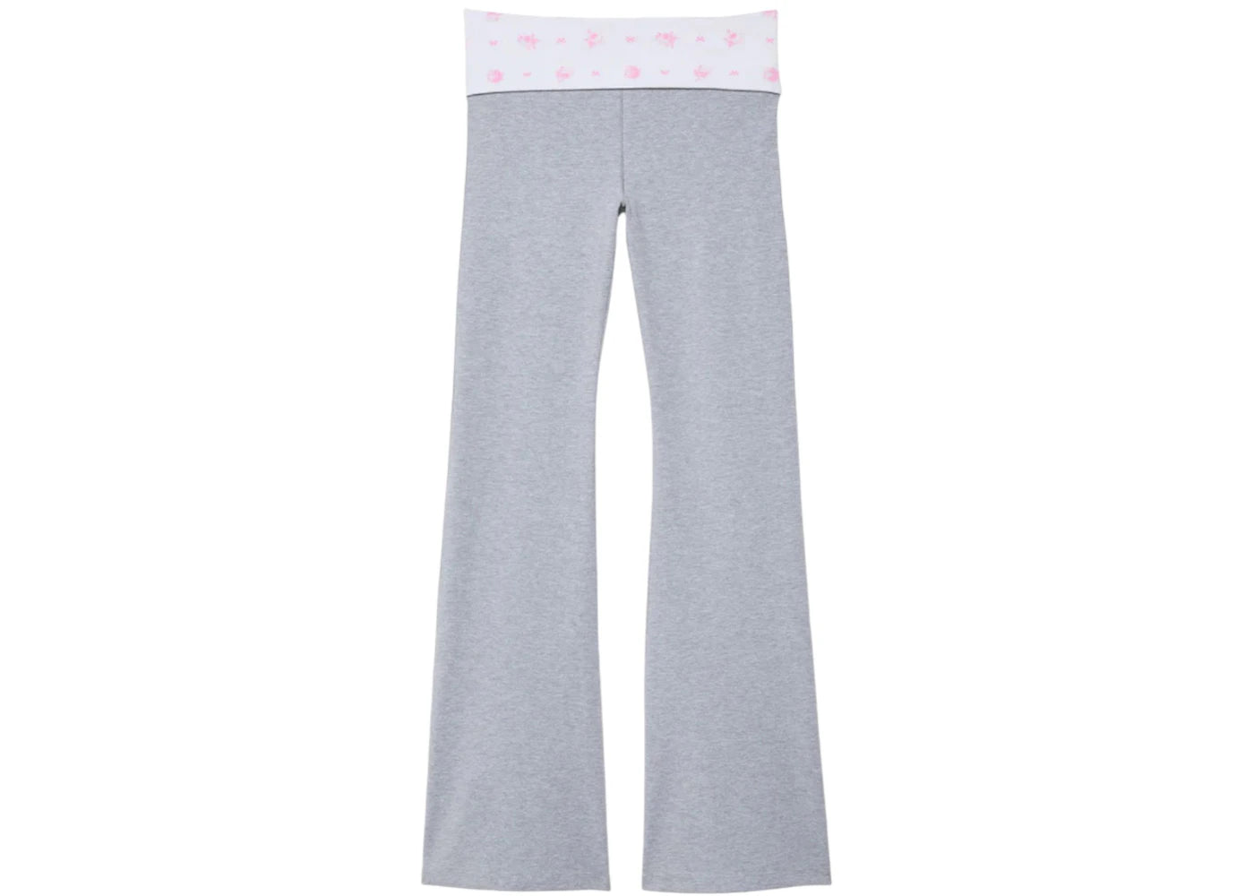 PINK x LoveShackFancy Cotton Foldover Flare Leggings Medium Heather Grey